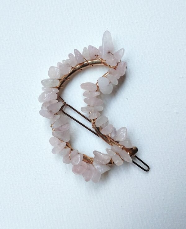 Broche para Pelo de Cuarzo Rosa